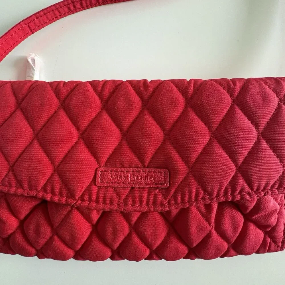 Vera Bradley Red Quilted ALL-IN-ONE Crossbody Wallet Small Purse